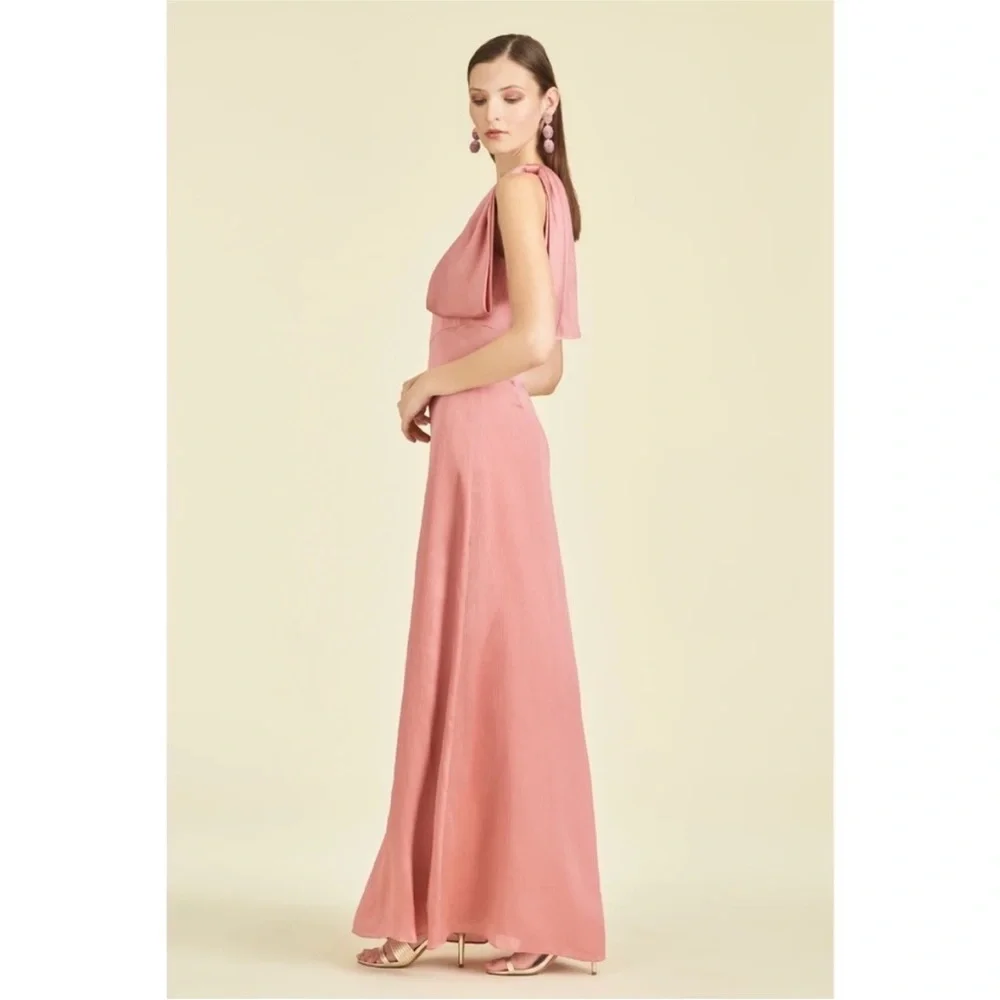 NWT‎ Sachin + Babi Chelsea One Shoulder Bow Rouge Dusty Pink Gown Dress